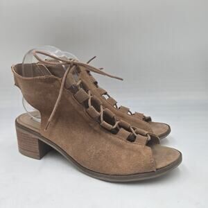 Steve Madden Adelene Women's Sz 10 M Tan Suede Leather Ankle Cut Out Ghillie Tie